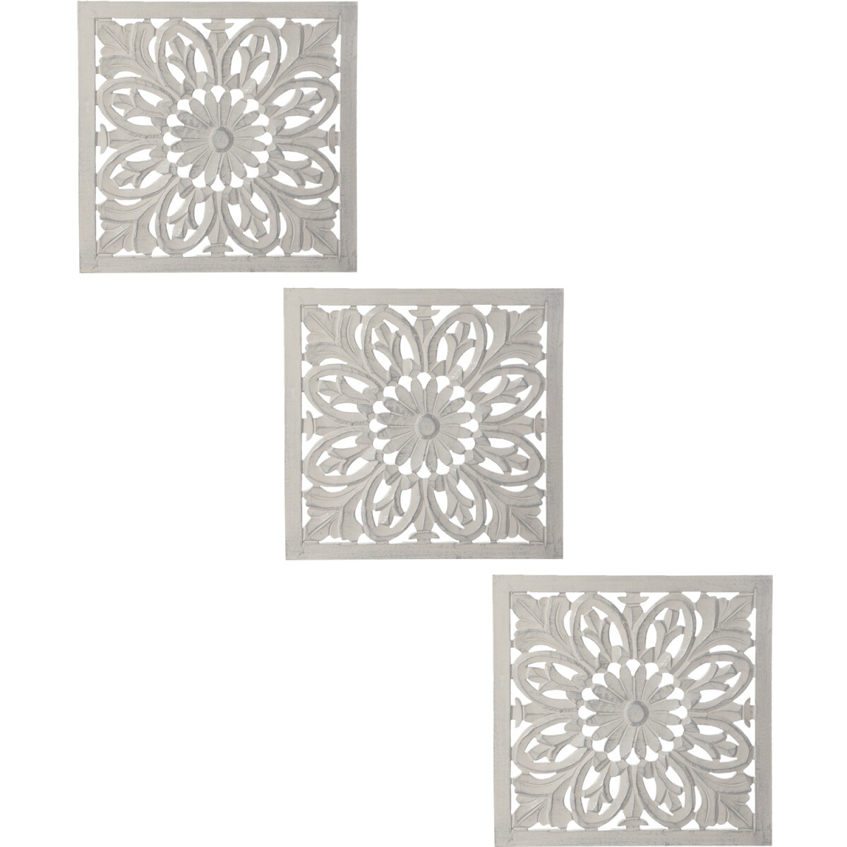 3er Set Vintage Wandbild Wanddeko Holzdeko Mandala Adarsch D