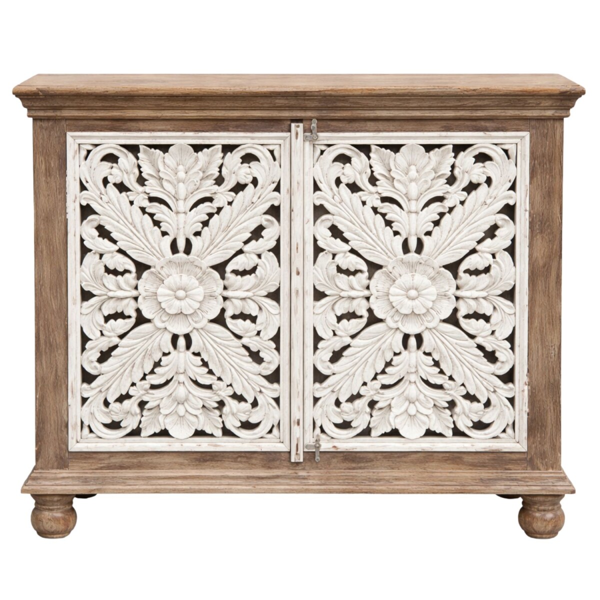 Commode Gayatri marron et blanc, 90 cm,  box
