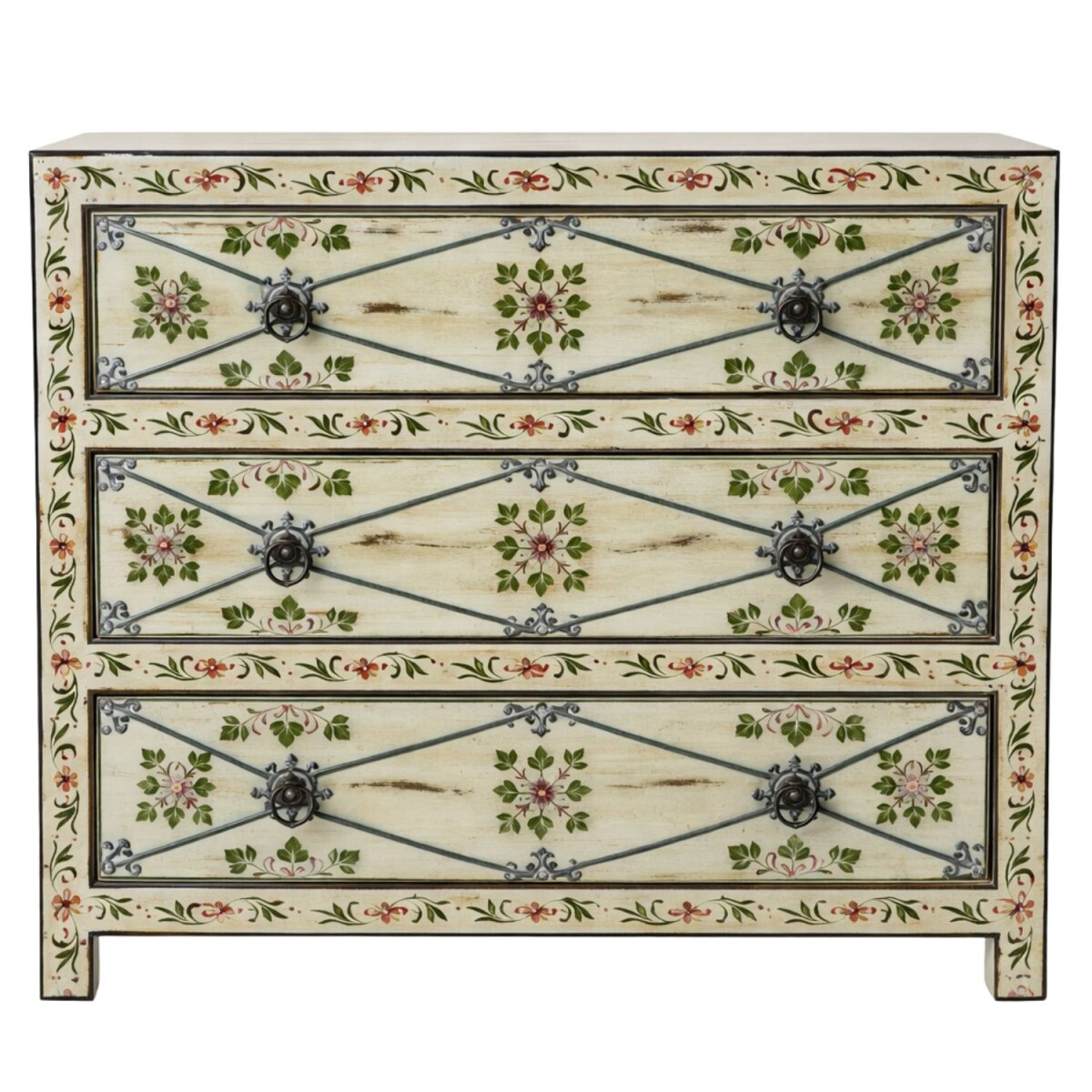 Commode Hikal 90 cm en bois massif, styl box