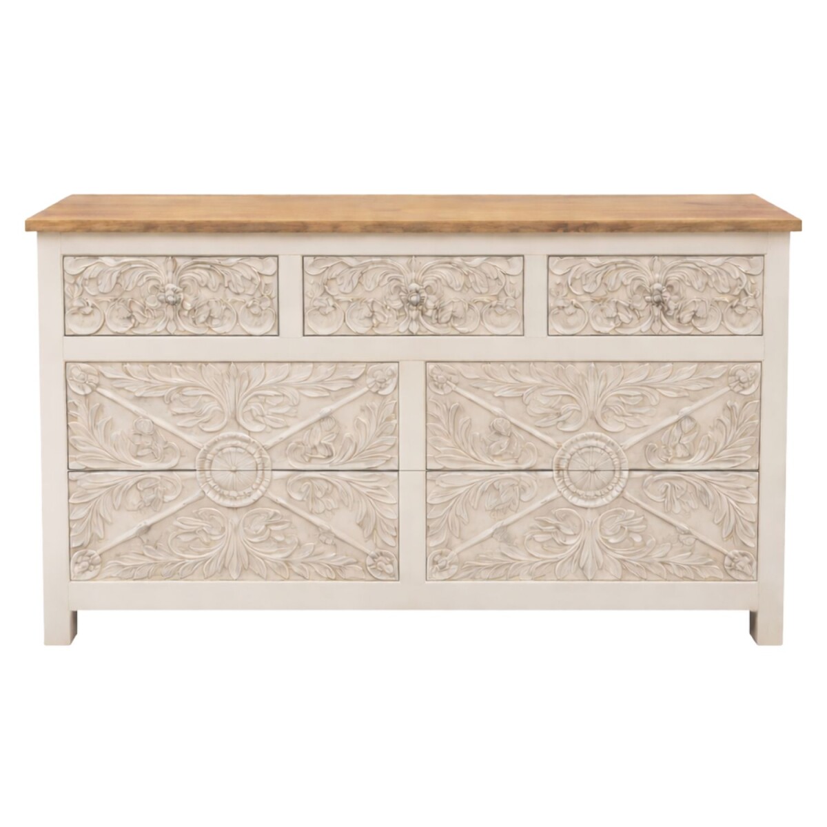 Buffet Indica blanc 160 cm en bois massi box