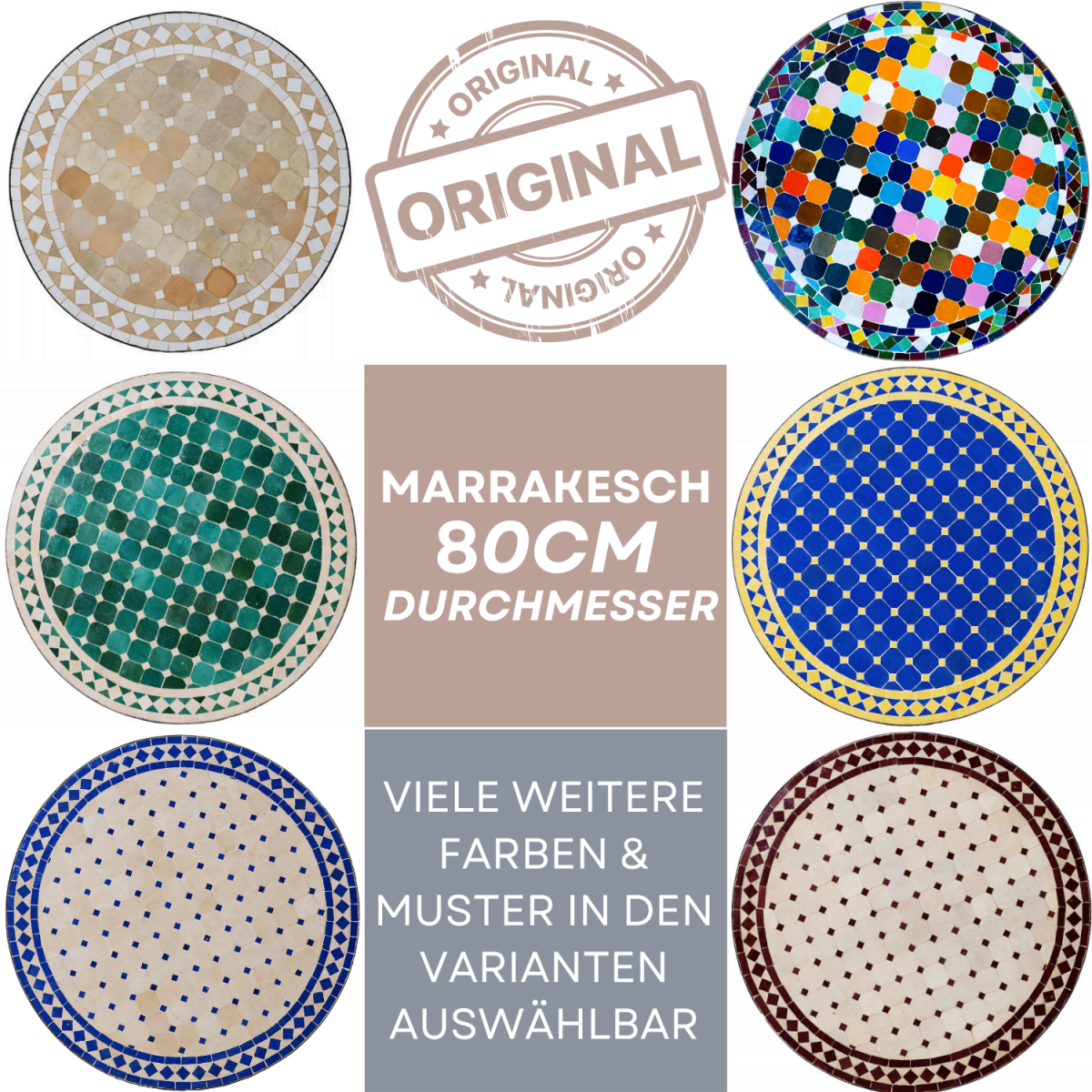 Table marocaine en mosaïque Marrakech 80 cm | Fabriqu&e
