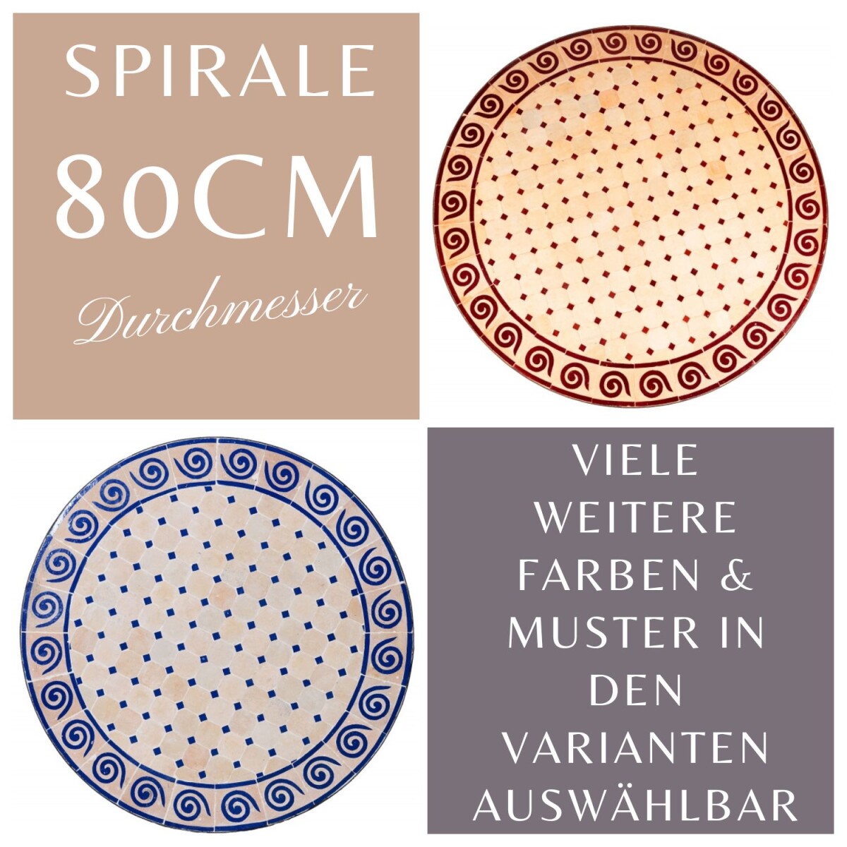Marokkanischer Mosaiktisch Spirale 80cm  box