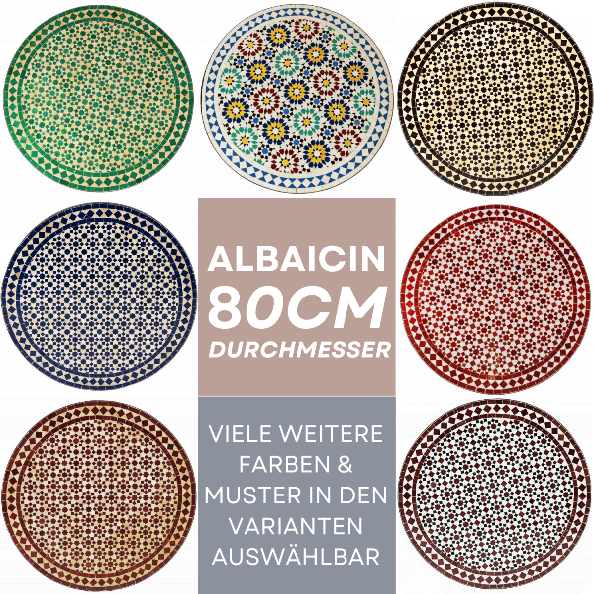 Table en mosaïque marocaine Albaicin 80 cm | Fabriqu&ea