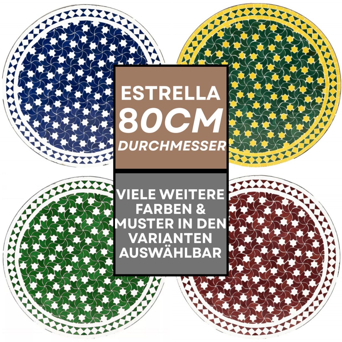 Marokkanischer Mosaiktisch Estrella 80cm | Handarbeit