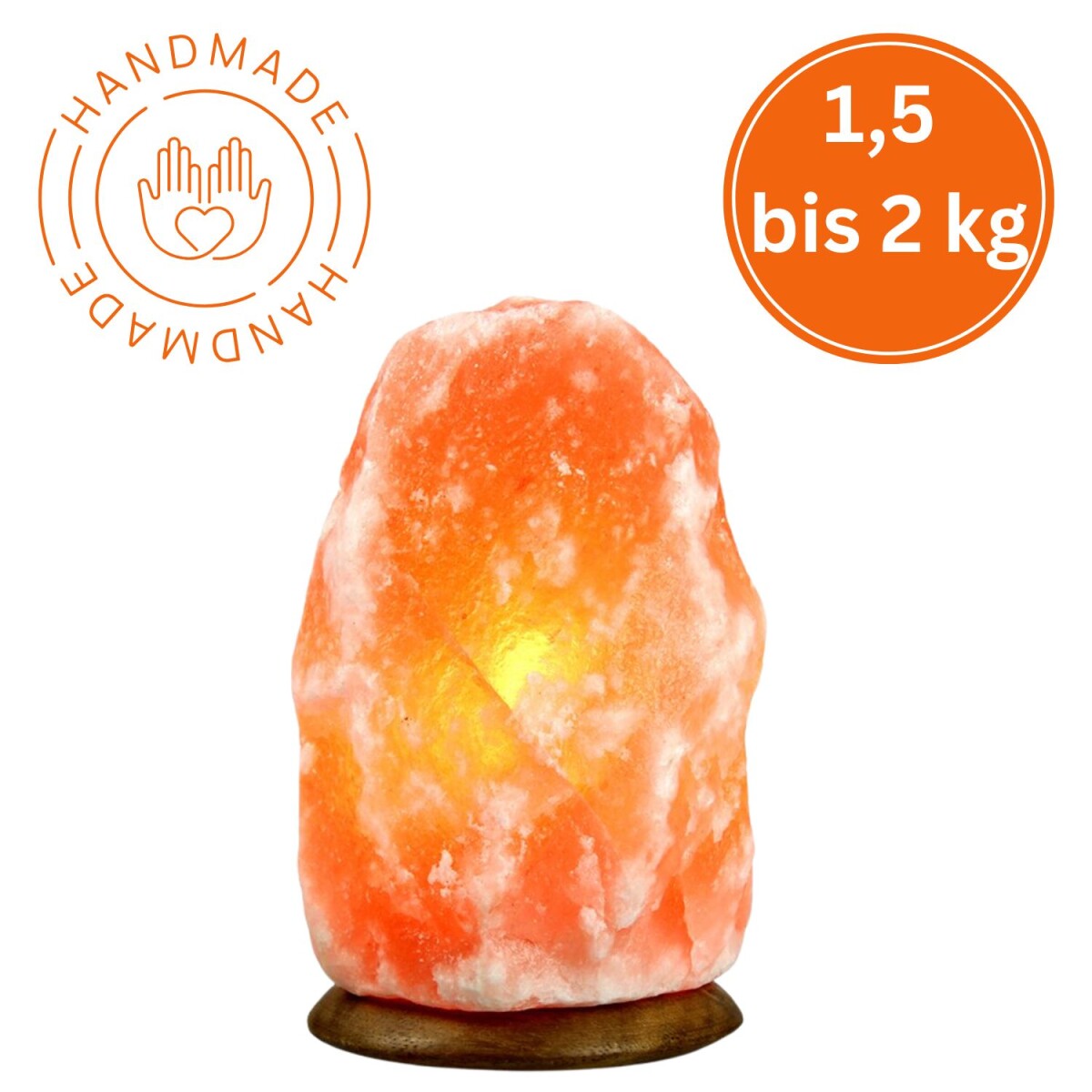 Beleuchteter Salzkristall ROCK 2kg mit H box