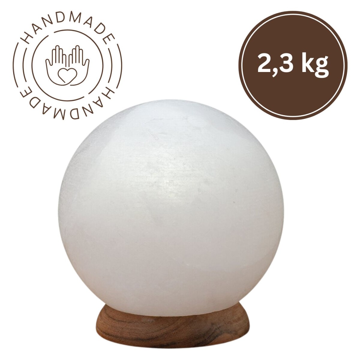 Beleuchteter Salzkristall PLANET 2,3kg White Line Natur Desi