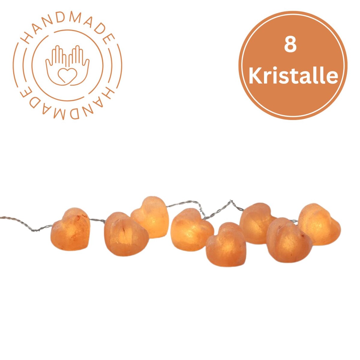 Beleuchtete Salzkristalle Leuchtkristalle HERZ | 8 Kristalle