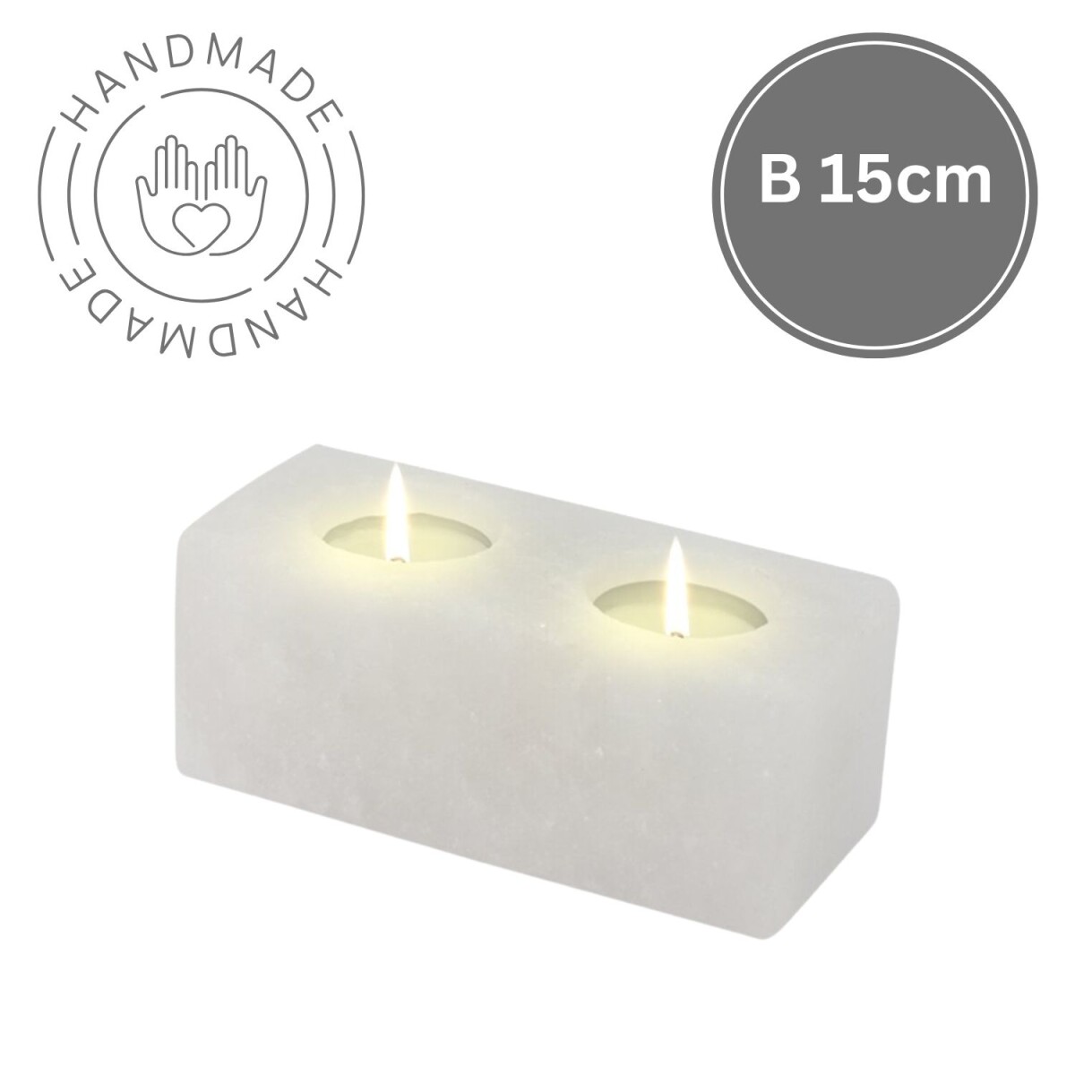 Salzkristall Teelichthalter TWIN CUBE Wh box