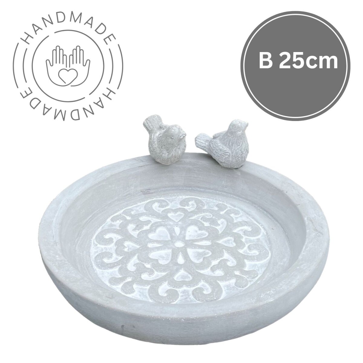 Zement Vogeltränke mit Vögelchen | wetterfest | &O