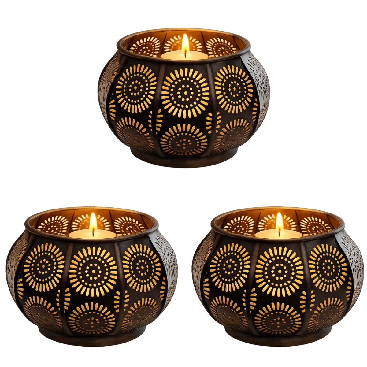 Orientalischer Teelichthalter Sabah 3er Set Metall Boho Wind