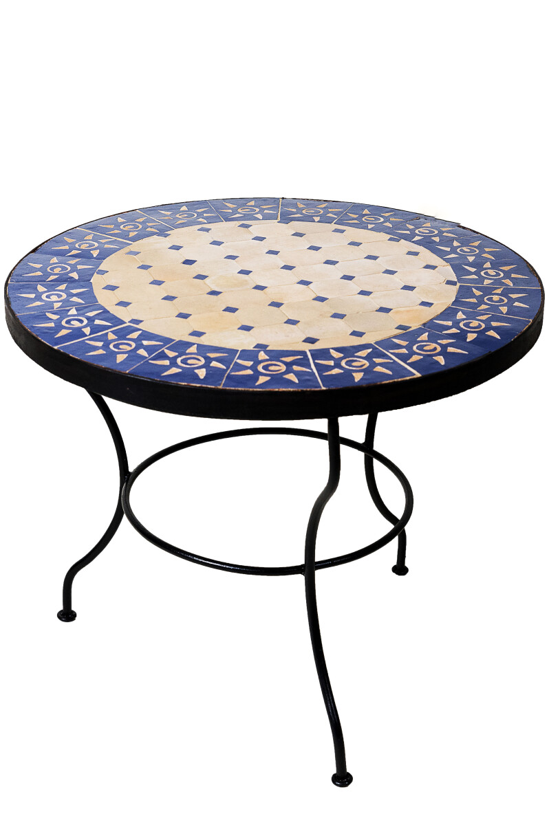 Table en mosaïque marocaine « Soleil » beig