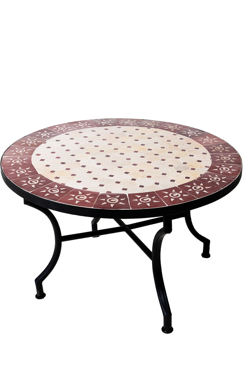 Table marocaine en mosaïque « Soleil », bei