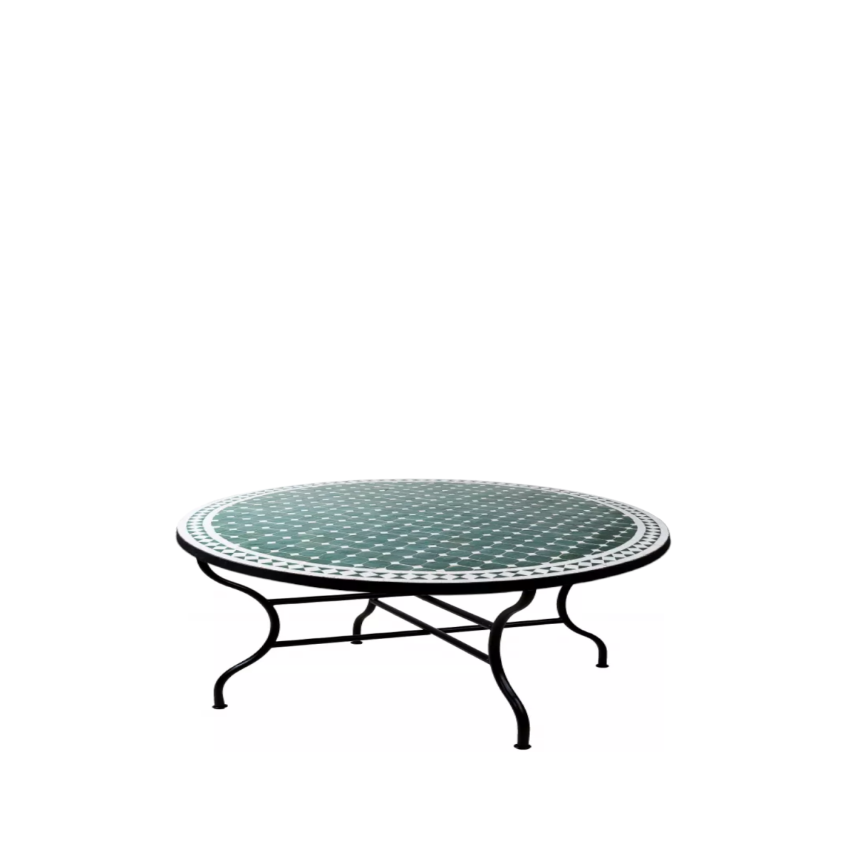 Table en mosaïque marocaine Marrakech, vert et blanc, &