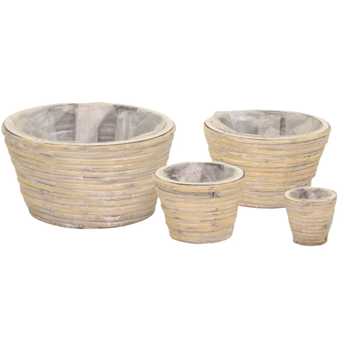Blumentopf Rattan grau | Pflanzkorb 4er Set 28cm