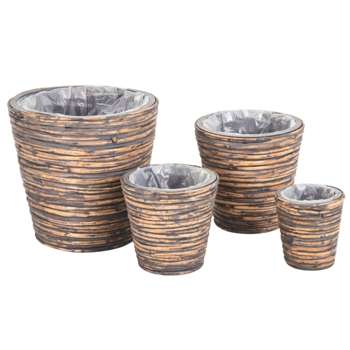 Blumentopf Rattan braun | Pflanzkorb 4er Set 27cm