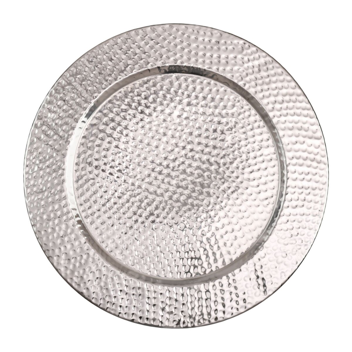 Plateau Nice rond en aluminium argenté, 60 cm, design
