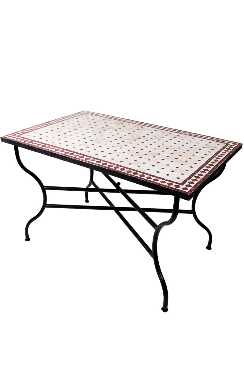 Table en mosaïque marocaine Marrakech Beige Bordeaux 12