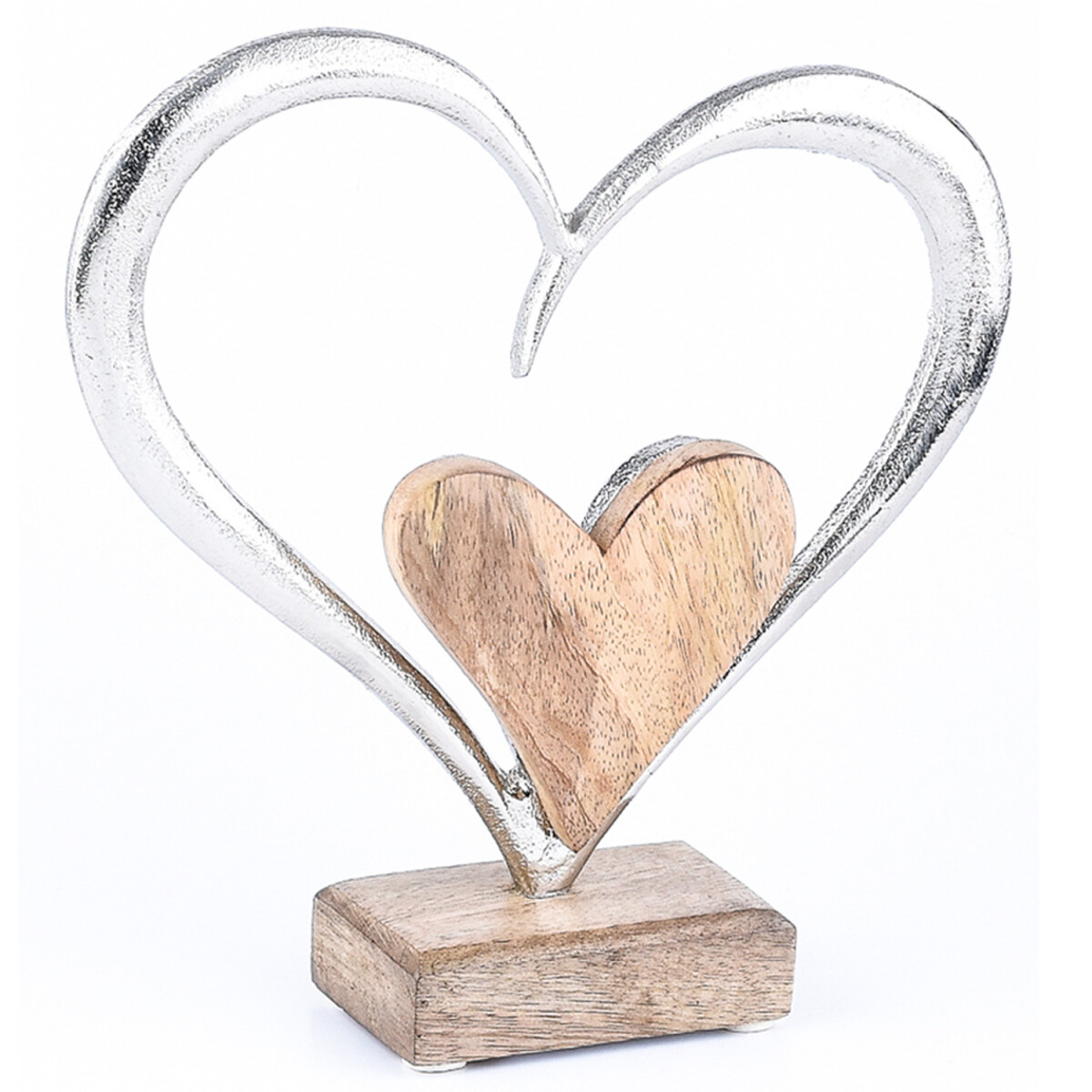 Dekofigur Herz Amour -3- Holz Aluminium Handarbeit H 20cm