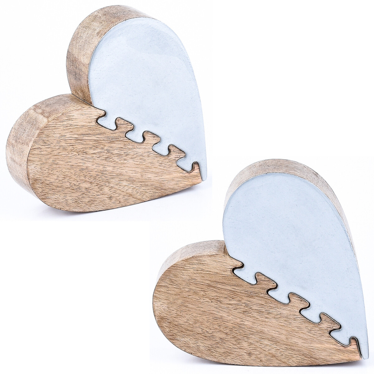 2er Set Dekoaufsteller Dekoobjekt Herz Puzzle Partnerset Amo