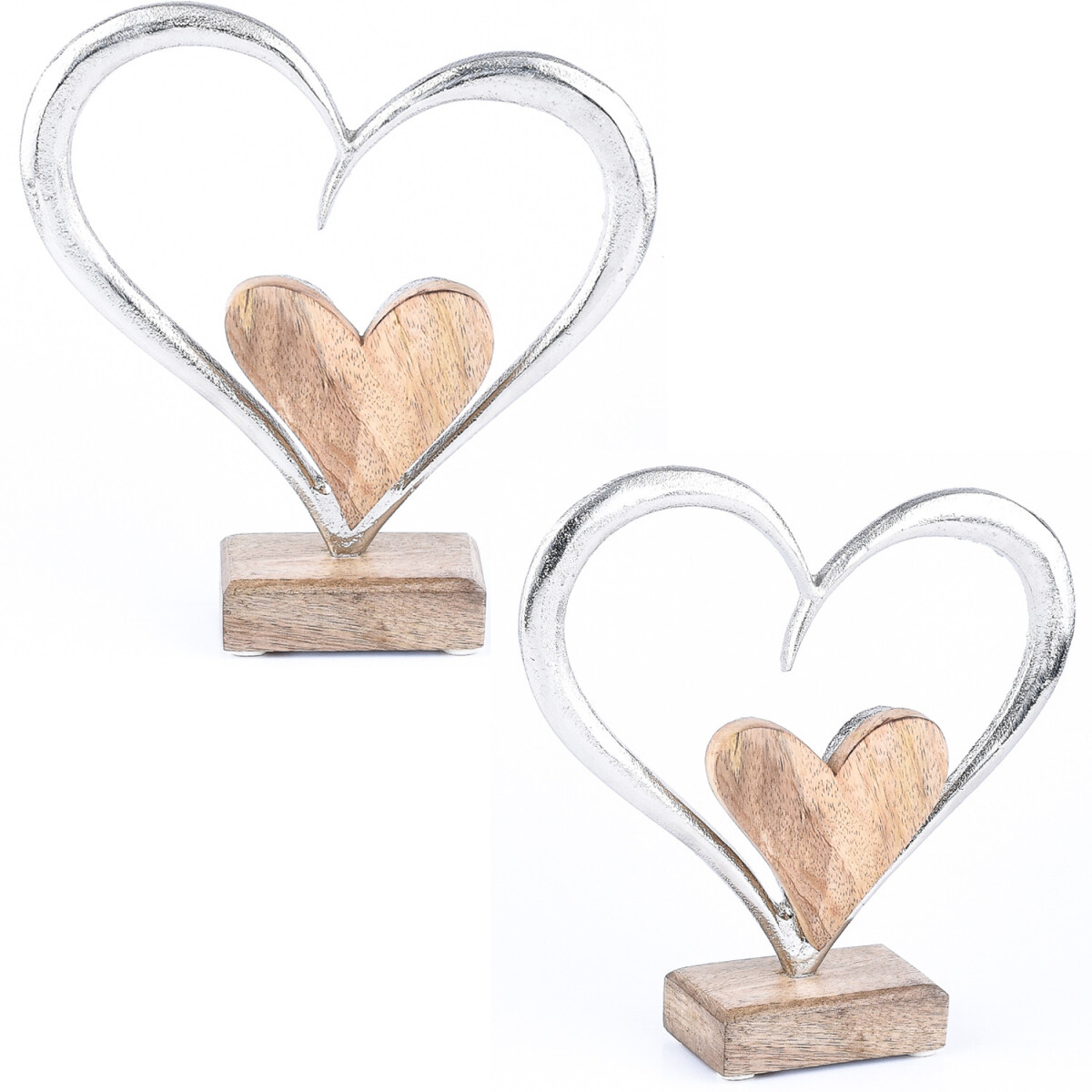 2er Set Dekofiguren Dekoaufsteller Herz Amour -3- Holz Alumi