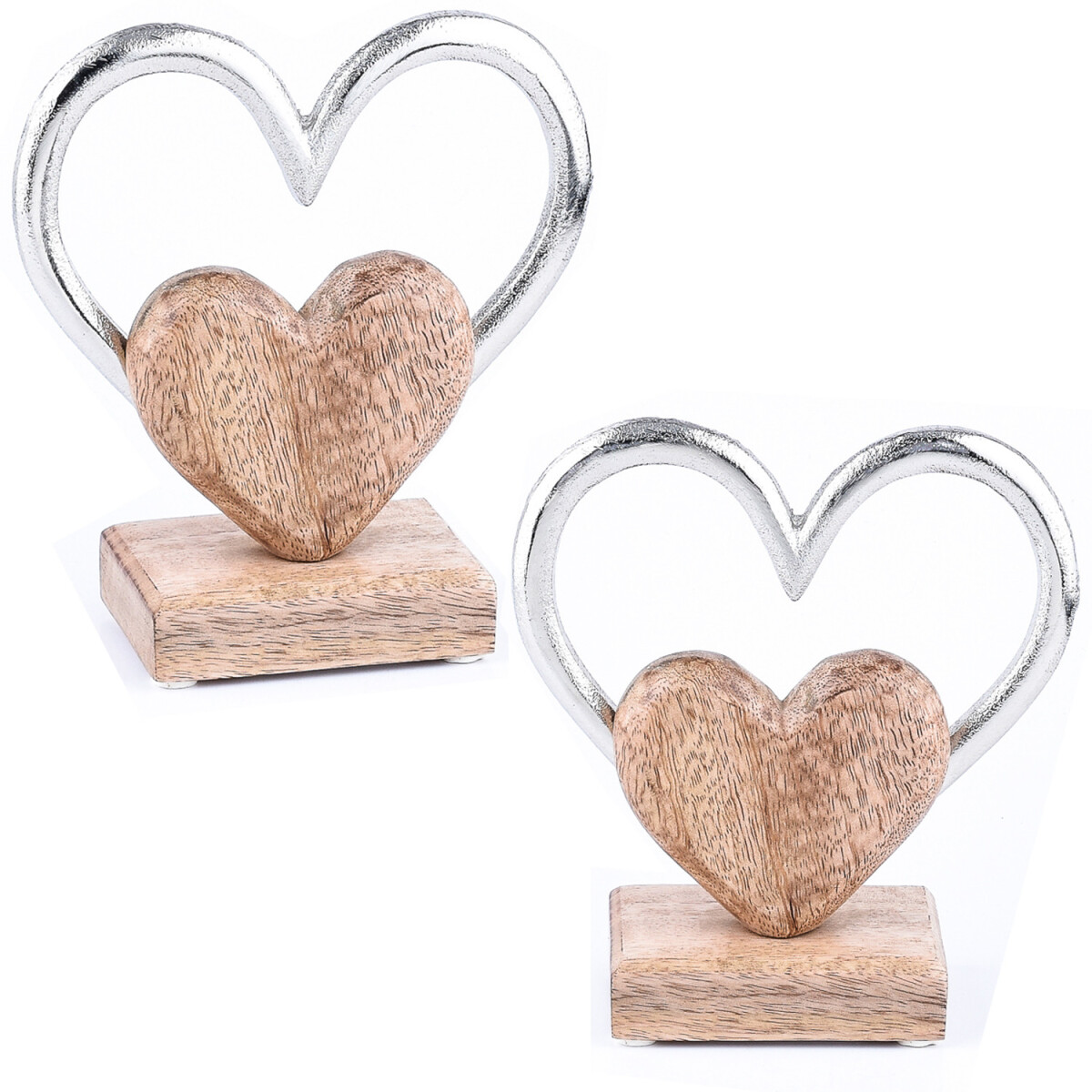 2er Set Aufsteller Amour -4- Herz Dekoobjekt Holz Silber Han