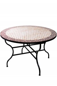 Table marocaine en mosaïque Meknès, beige et...