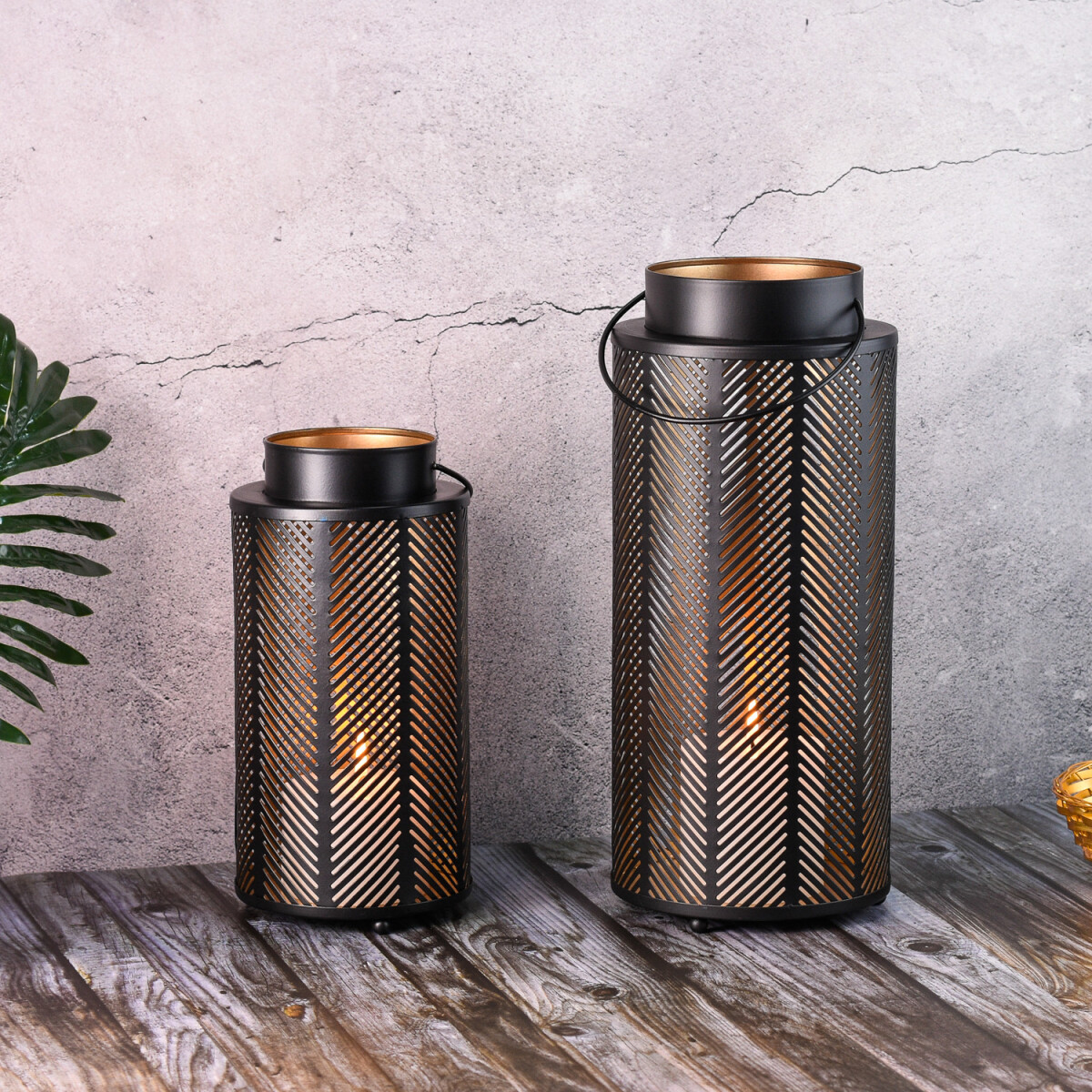 Lot de 2 photophores de jardin, lanternes de jardin, d&eacut