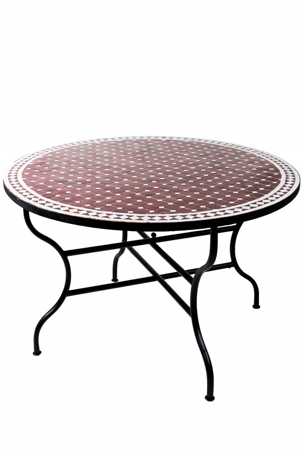 Table marocaine en mosaïque Marrakech Bordeaux Blanc 12