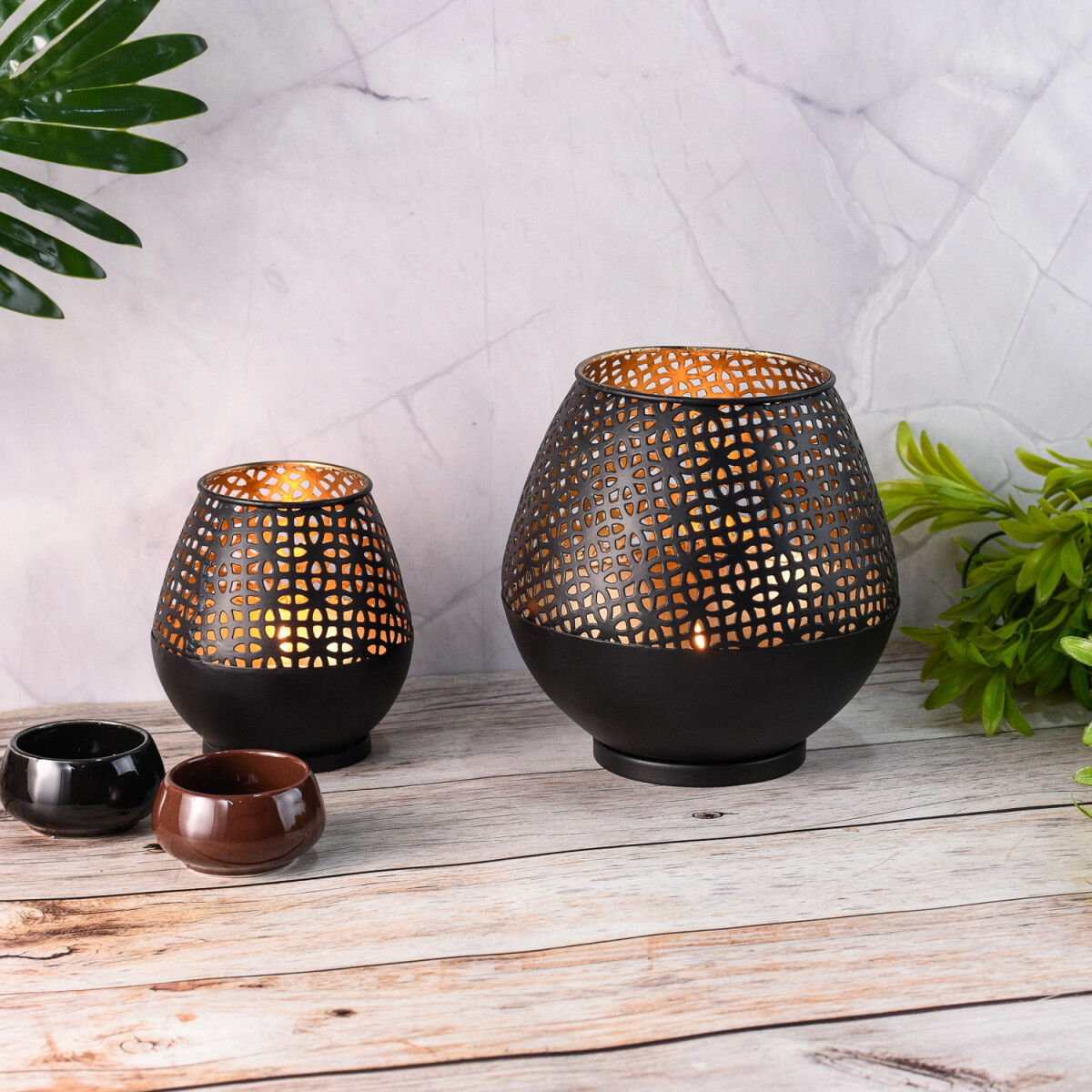 Lot de 2 photophores de jardin de style scandinave « D