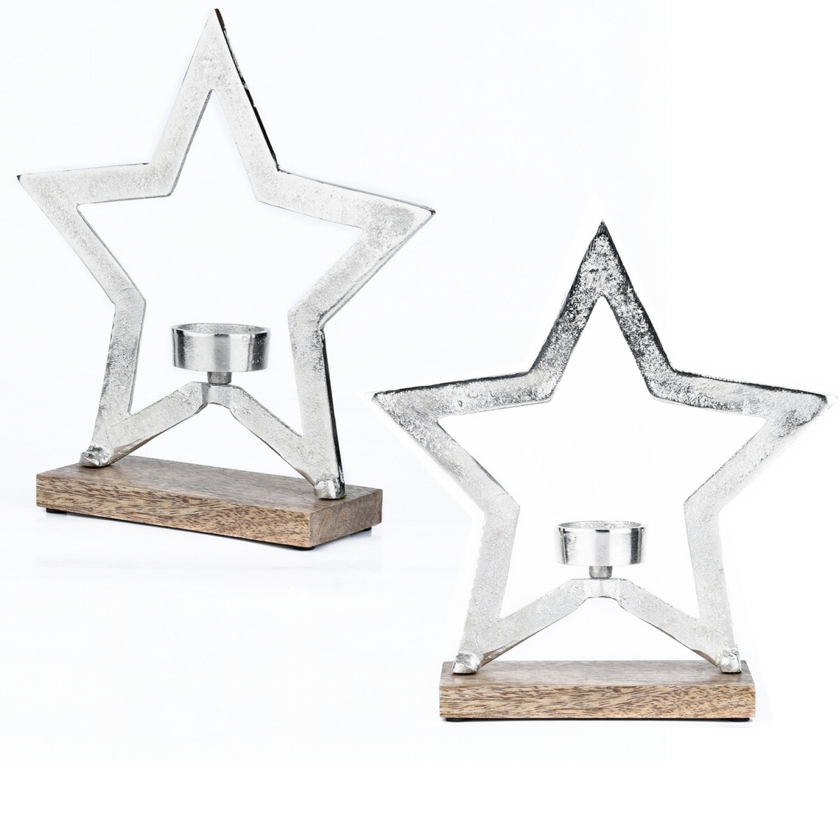 2er Set Stern Dekoaufsteller Dekoobjekt Silber Star 1