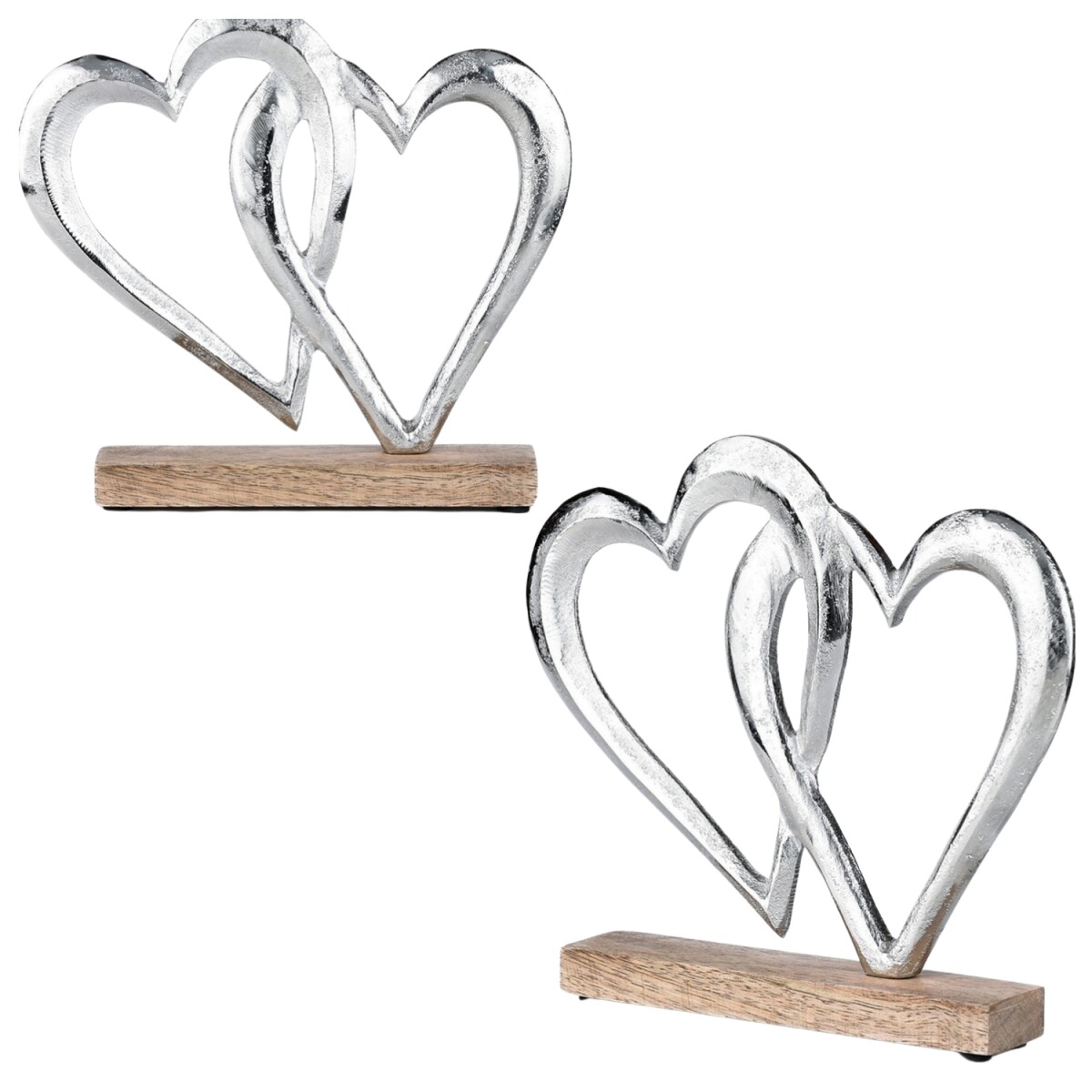 2er Set Herz Dekoaufsteller Dekoobjekt Silber Amour -7-