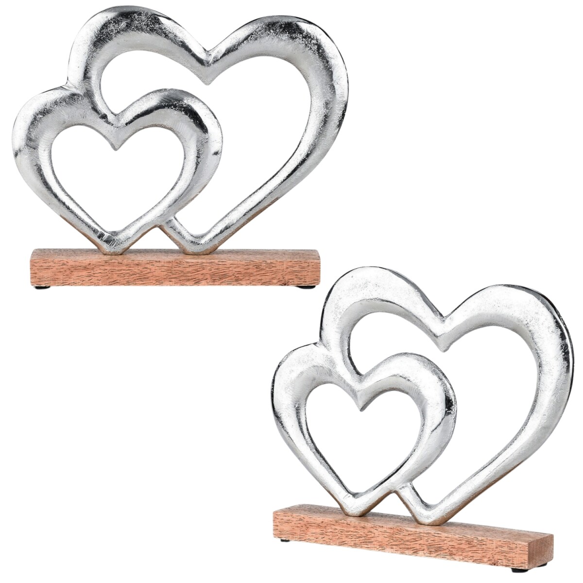 2er Set Herz Dekoaufsteller Dekoobjekt Silber Amour -9-