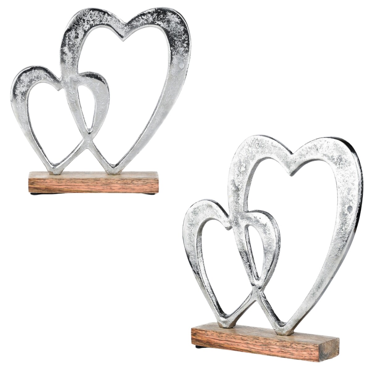 2er Set Herz Dekoaufsteller Dekoobjekt Silber Amour -10-