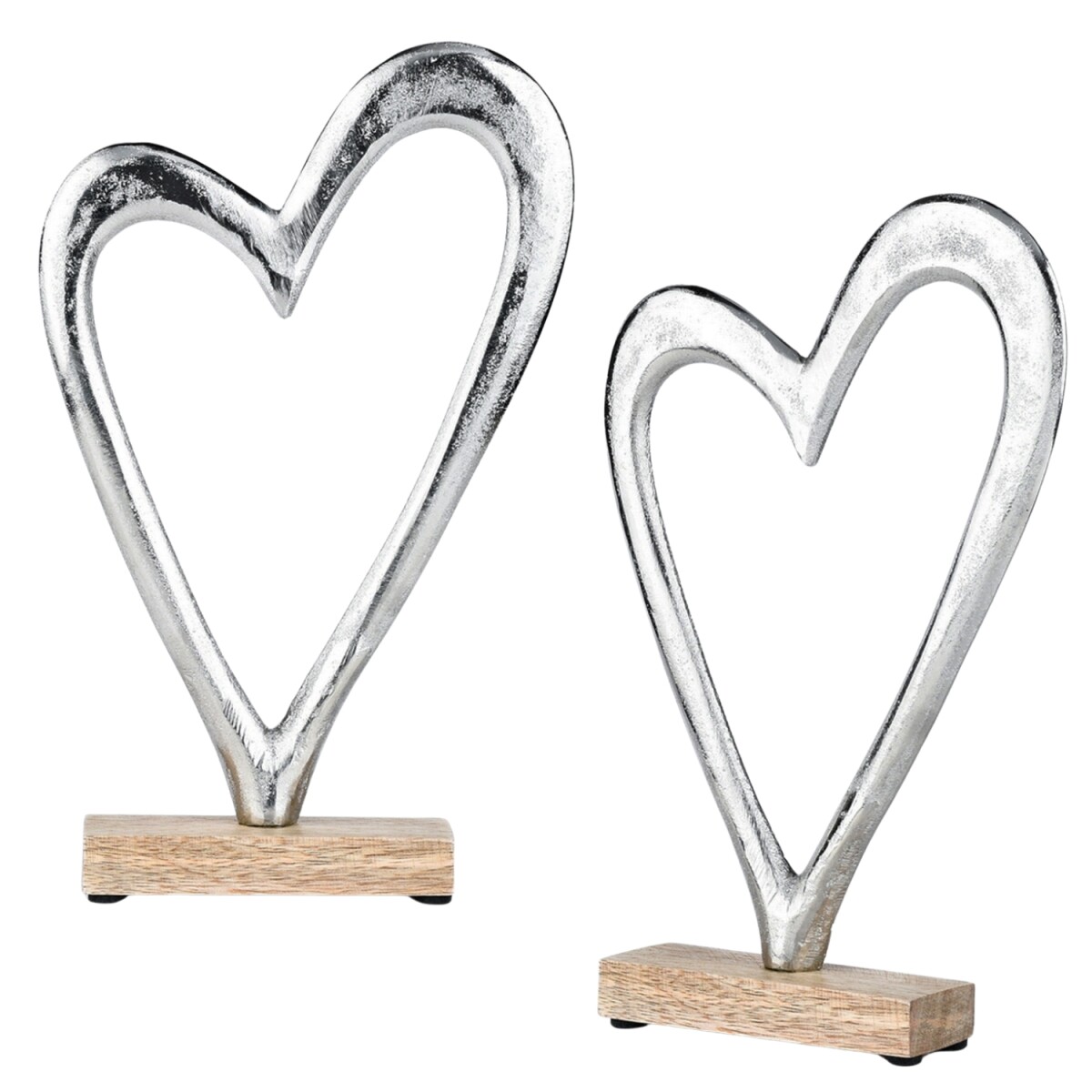 2er Set Herz Dekoaufsteller Dekoobjekt Silber Amour -12-