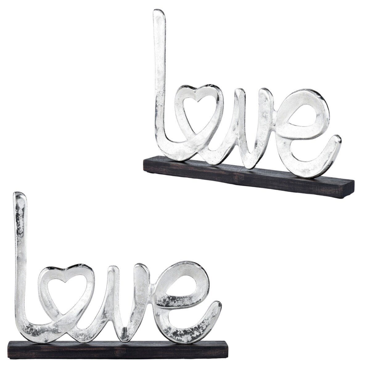2er Set Love Dekoaufsteller Dekoobjekt Silber Amour -15-
