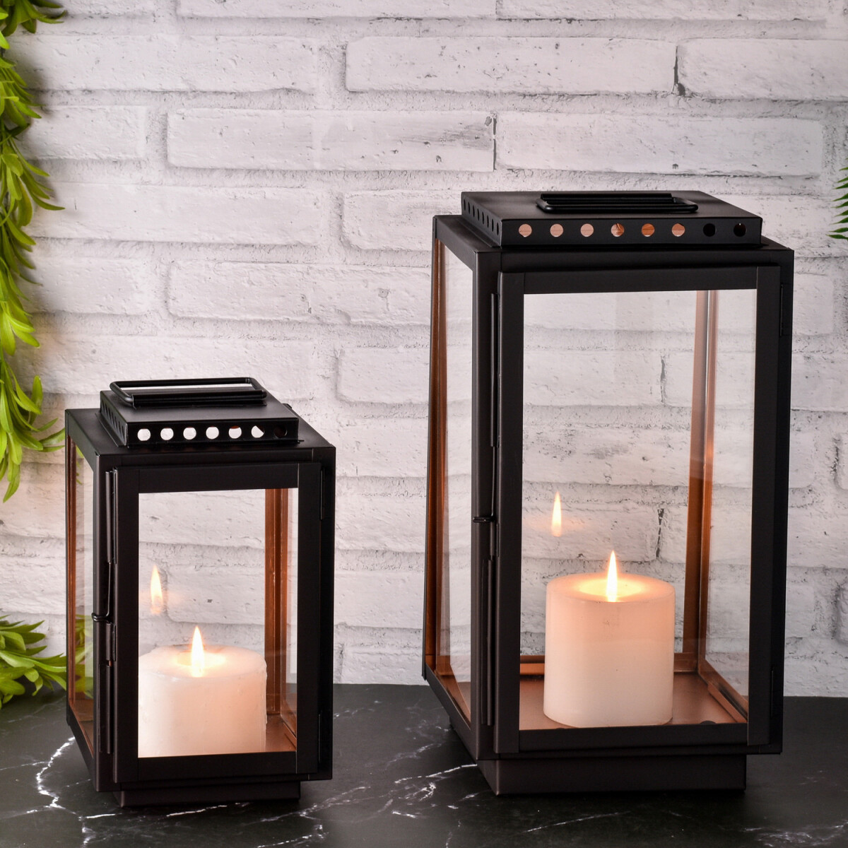 2er Set Skandinavisches Design Balkon Garten Windlicht Later