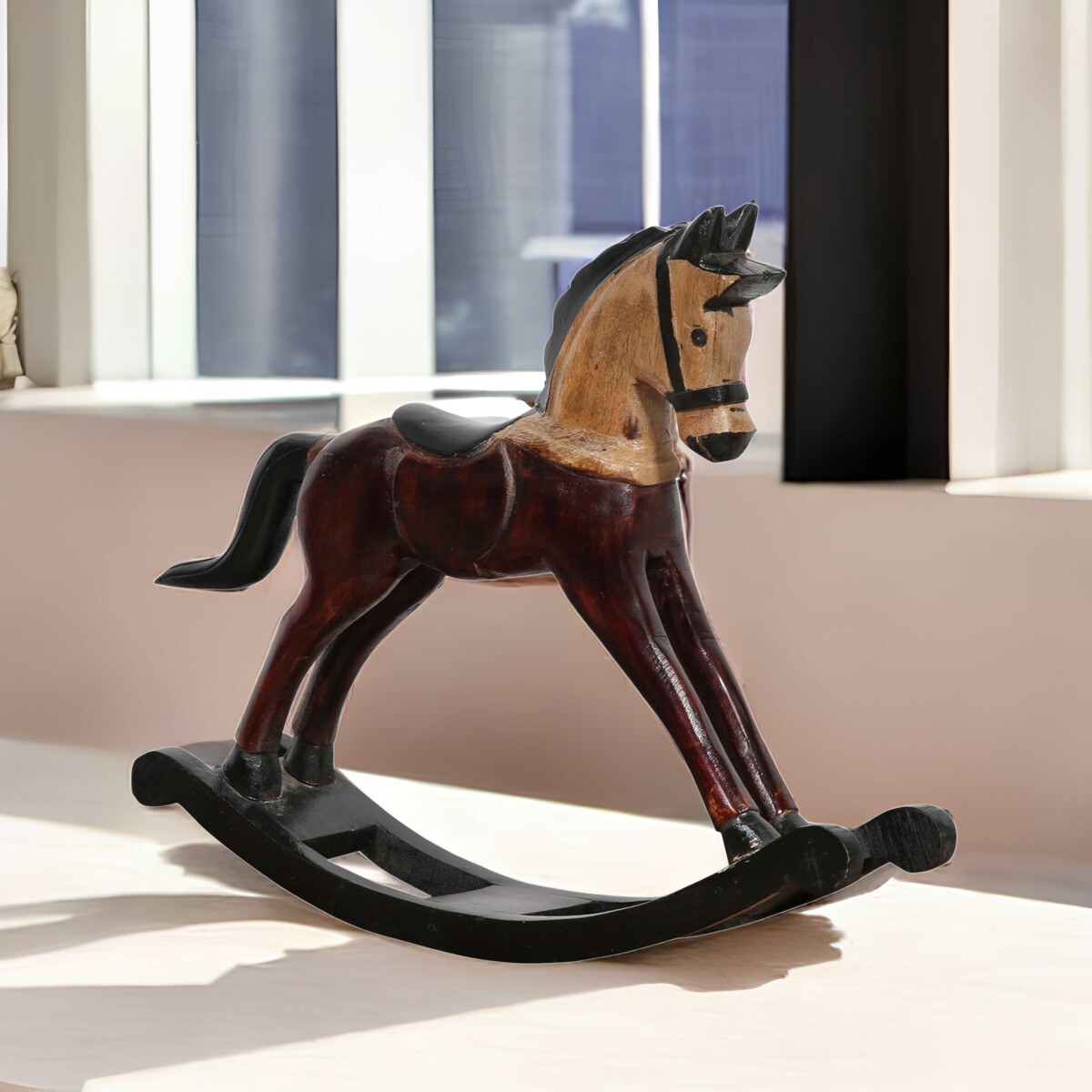 Schaukelpferd Dekofigur aus Holz als Tischdekoration Hest Du