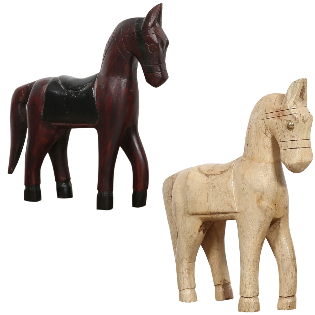 2er Set Tierfigur Dekofigur aus Holz als Tischdekoration Hev