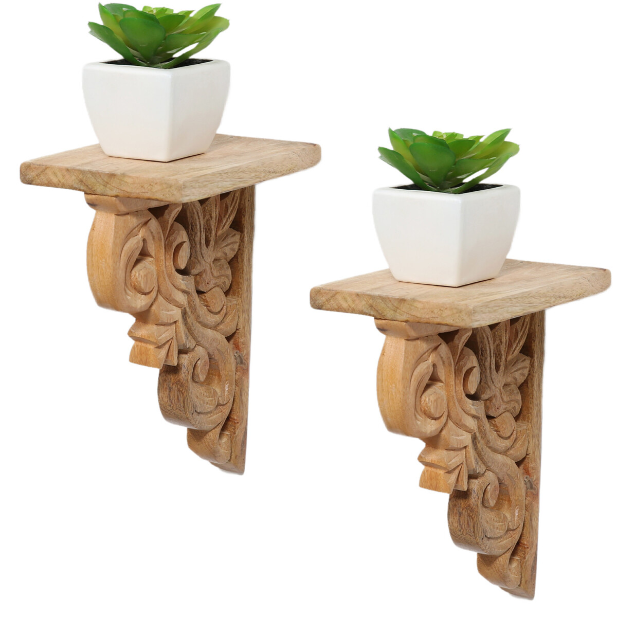 2er Set Wandablage Wandregal aus Massivholz Araba