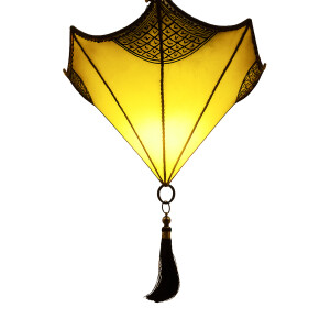 Lampe de plafond Berfu en cuir beige-jaune 50 cm | Lampe...