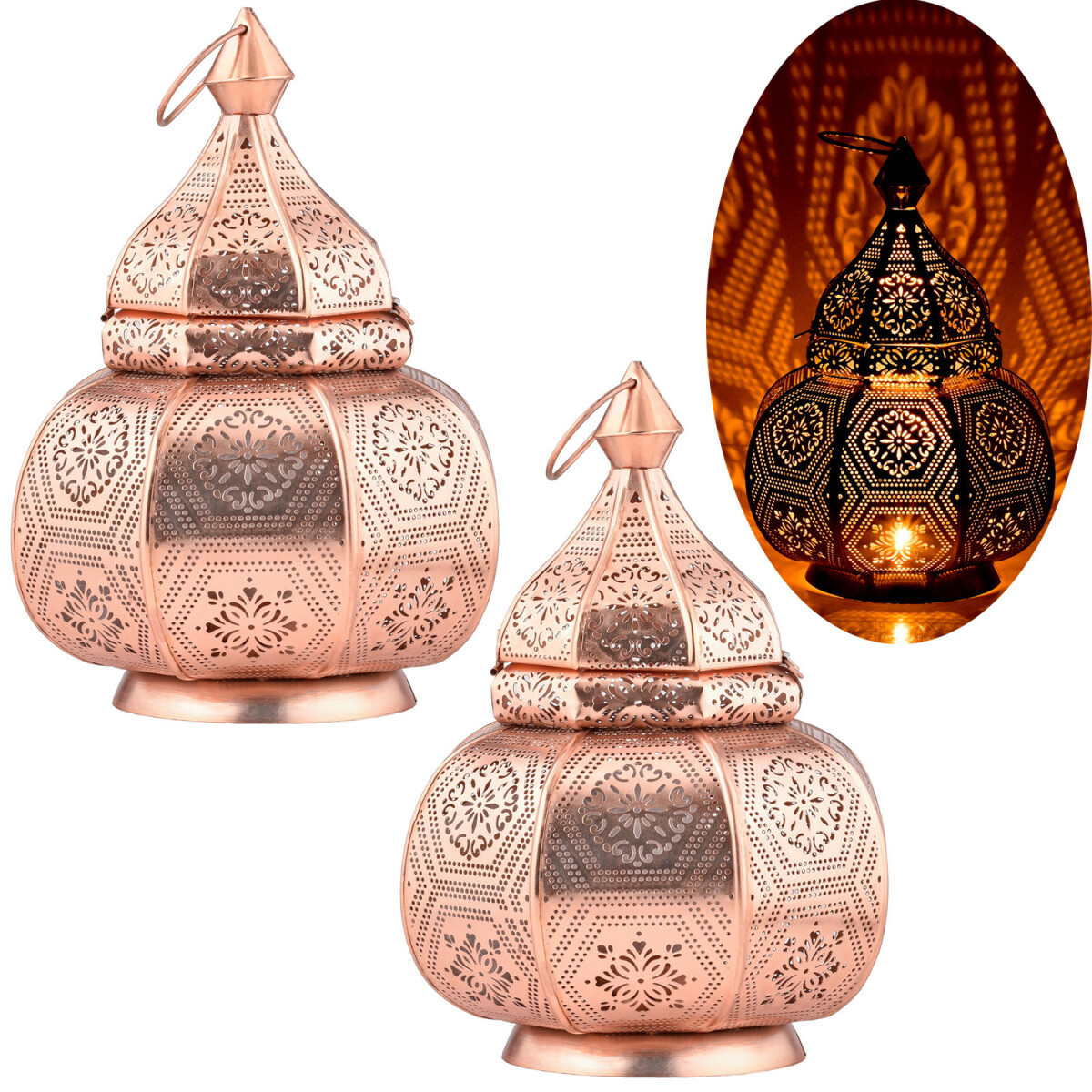 2er Set Orientalische Laterne Lampe Nachttischlampe Mahana K