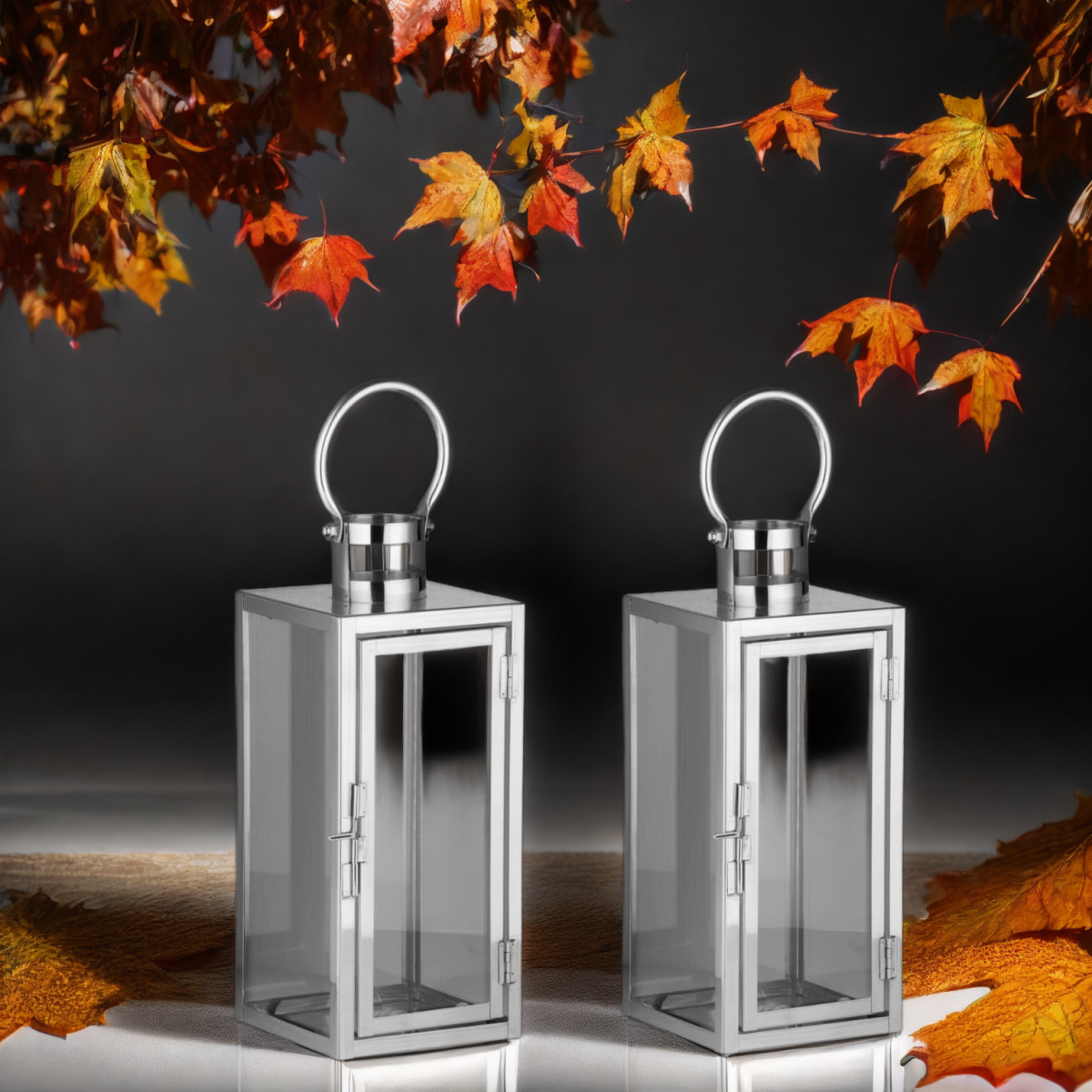 Lot de 2 lanternes en acier inoxydable Marra