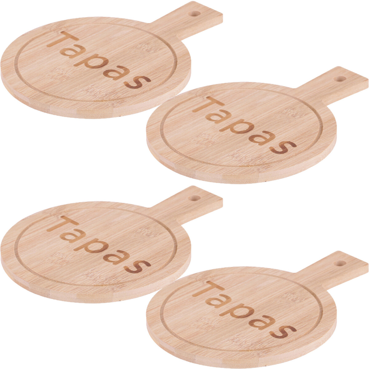 4er Set Bambus Tapas Snack Platte Brett  box