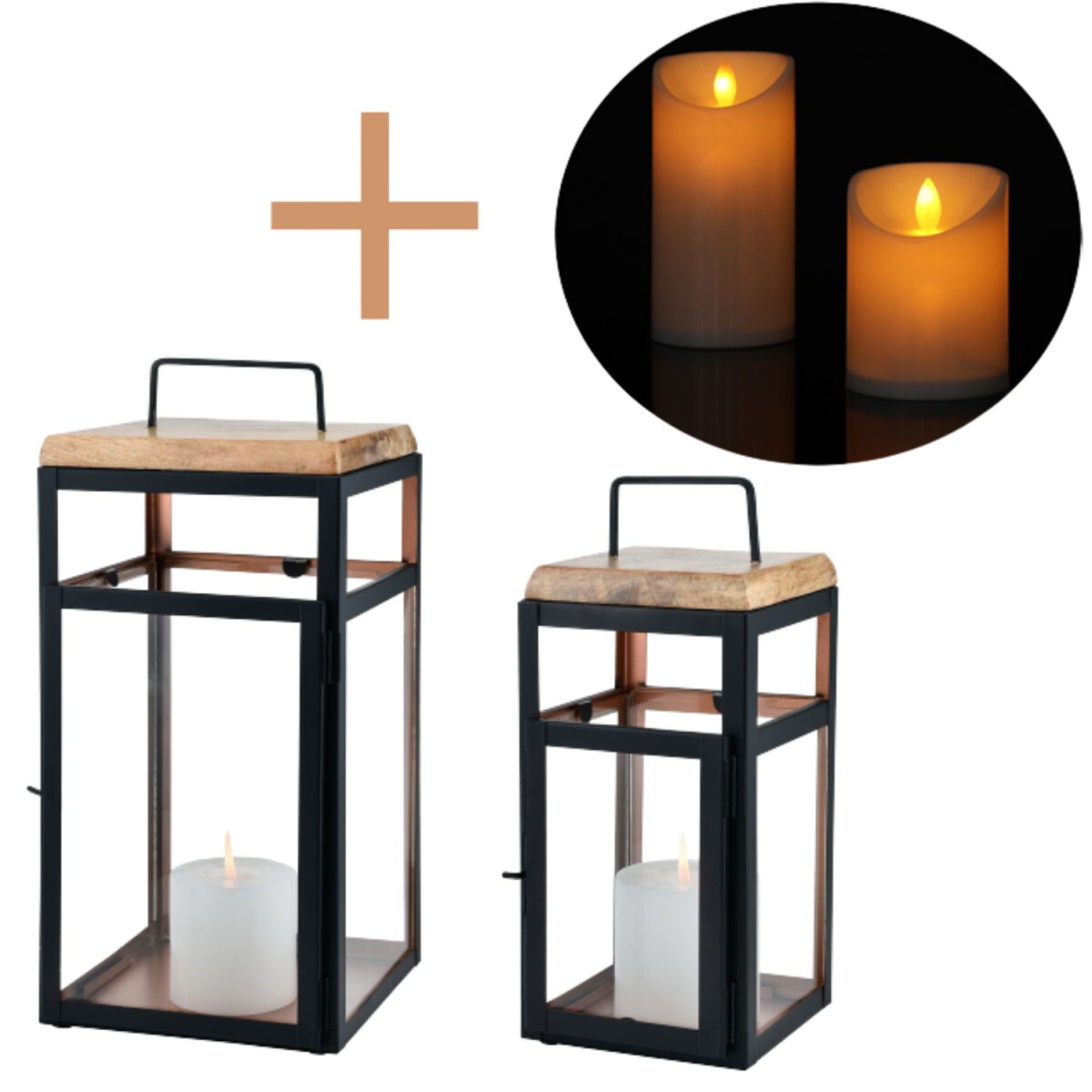 2er Set LED Skandinavisches Design Balkon Garten Windlicht L