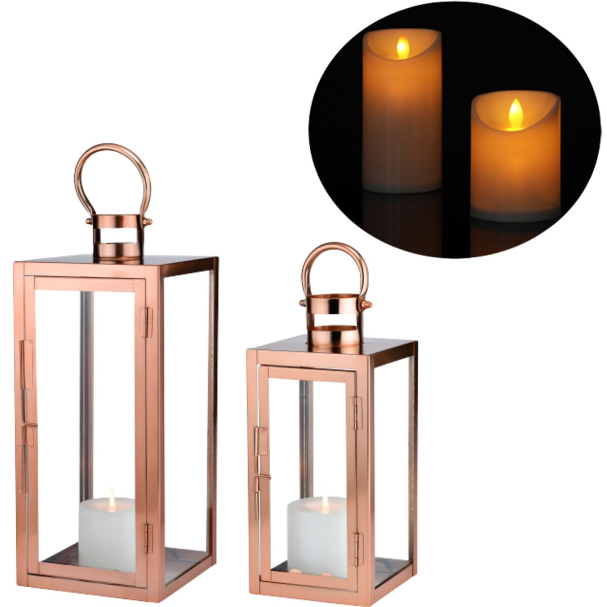 2er Set LED Skandinavisches Design Balkon Windlicht Gartenla