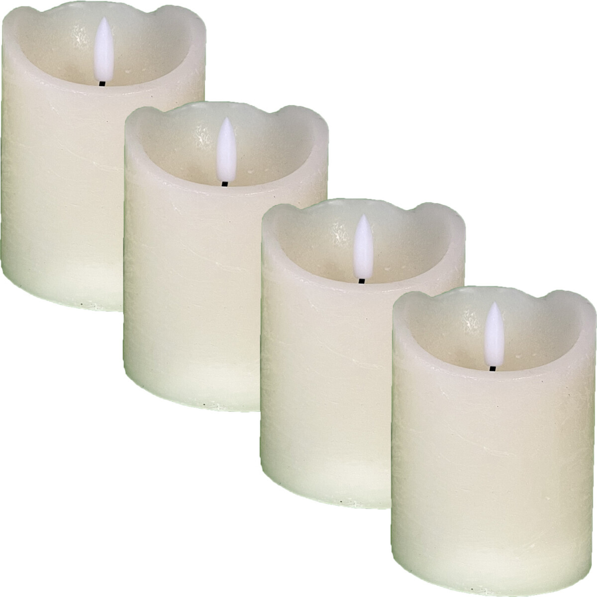4er Set Vintage Echtwachs LED Kerze 10cm