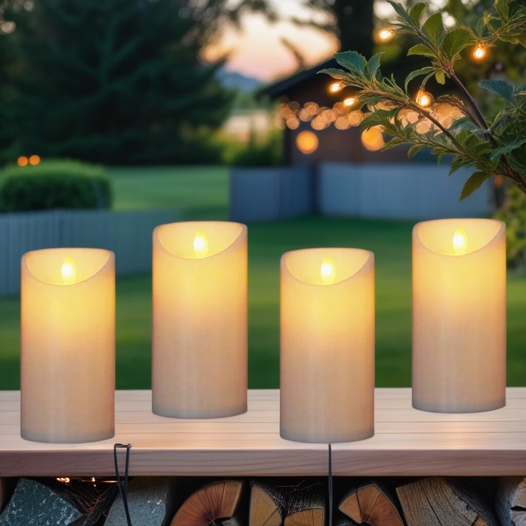 4er Set Vintage Echtwachs LED Kerze 15cm