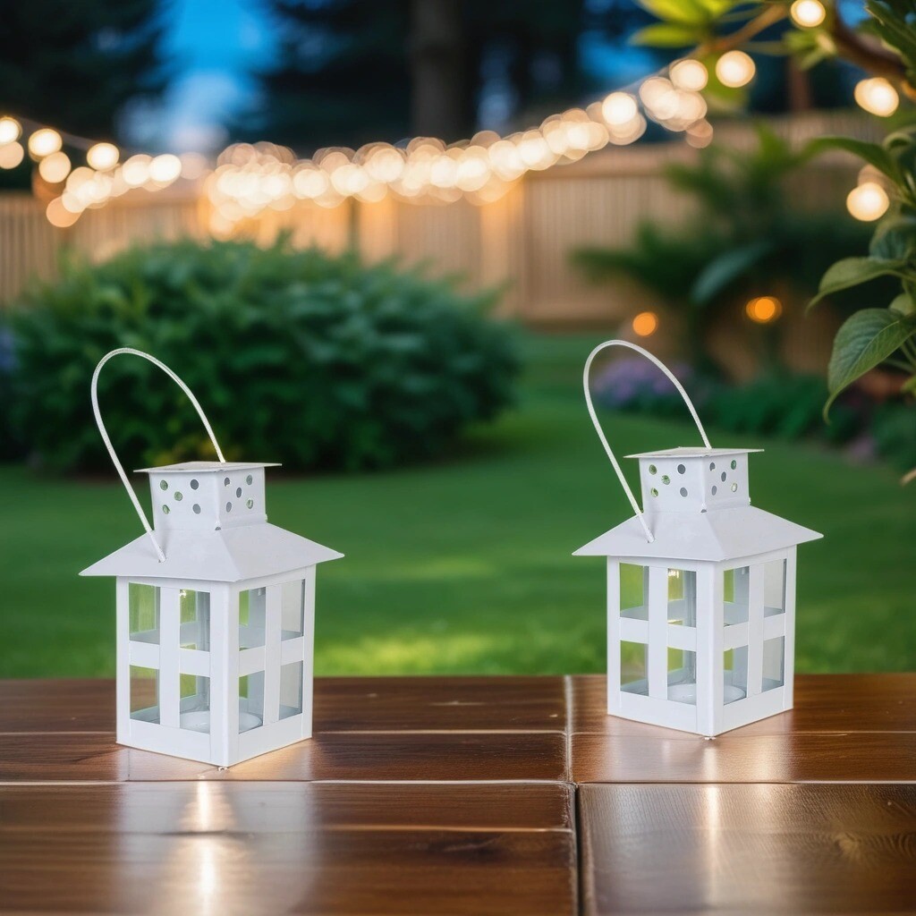 Lot de 2 mini-lanternes de style scandinave Skagen, blanc