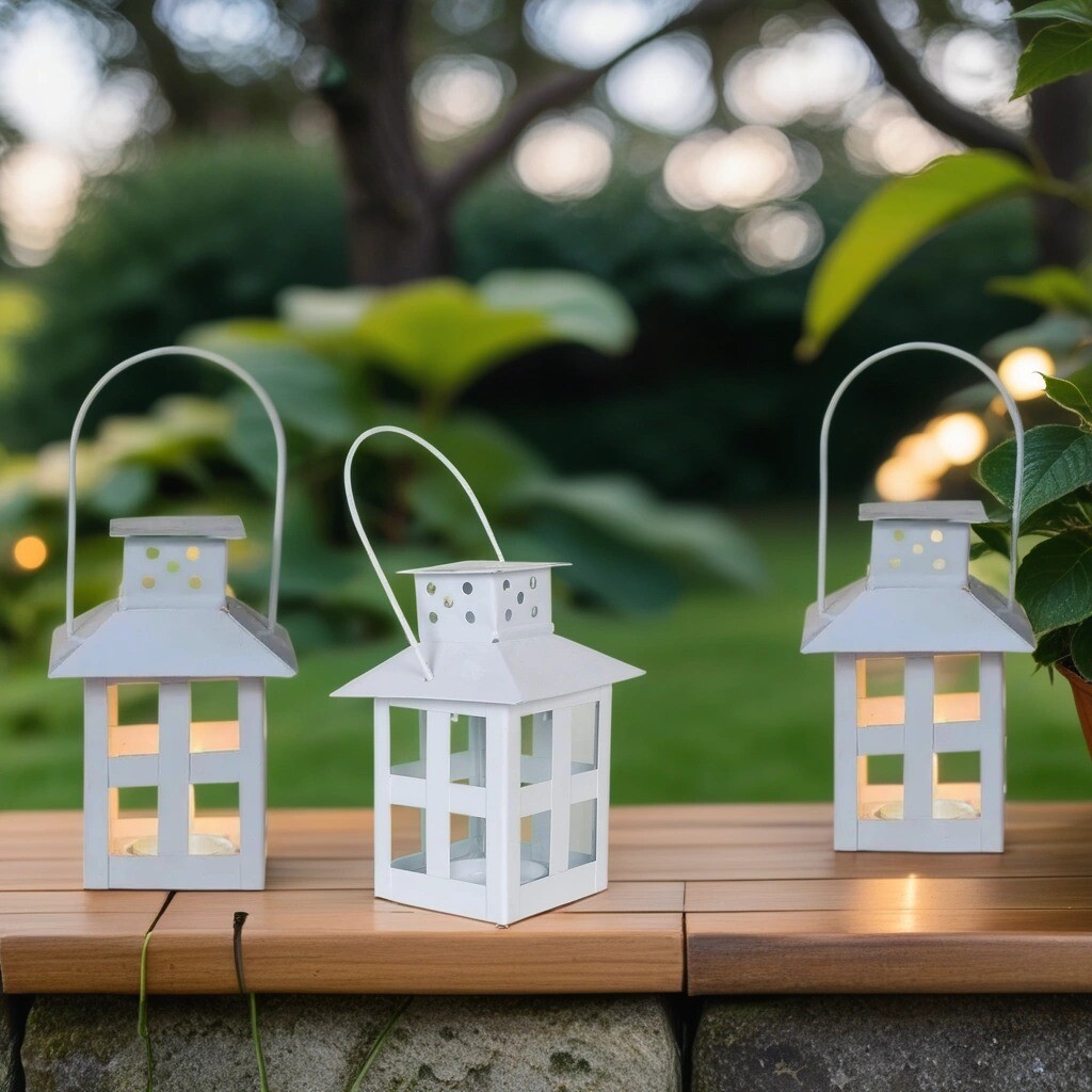 Lot de 3 mini-lanternes de style scandinave Skagen, blanc