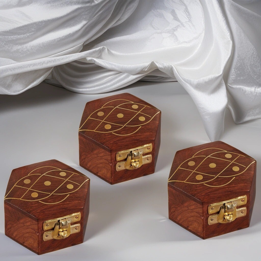 3er Set Schmuckkästchen aus Holz Delya